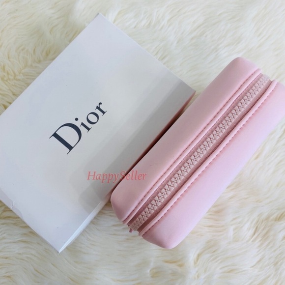 DIOR Pouch Cosmetic Organizer Makeup Square Case Shaving Kit Dopp Bag Pink NEW - Picture 4 of 7